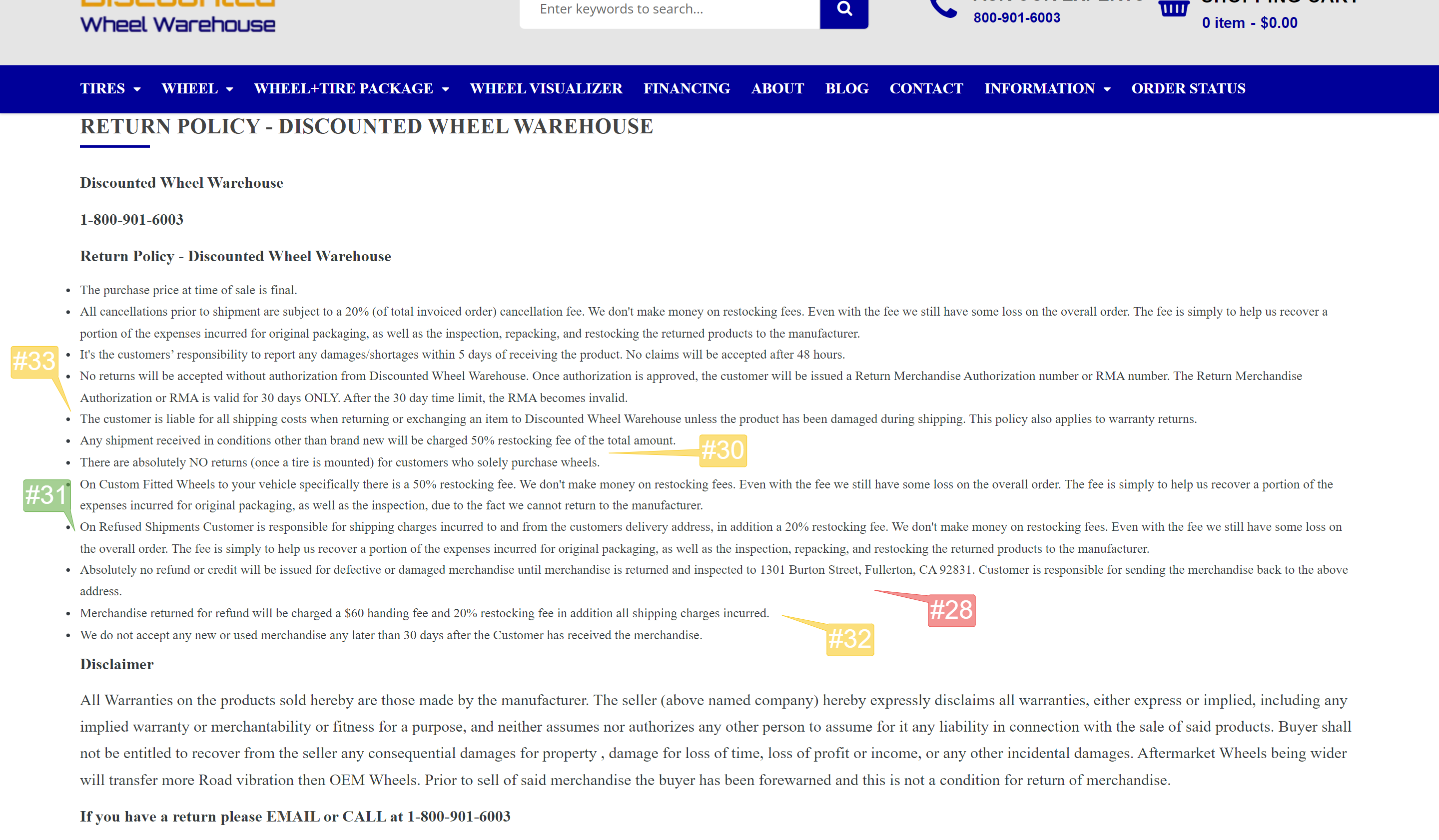 Discounted Wheel Warehouse Returns & Exchanges